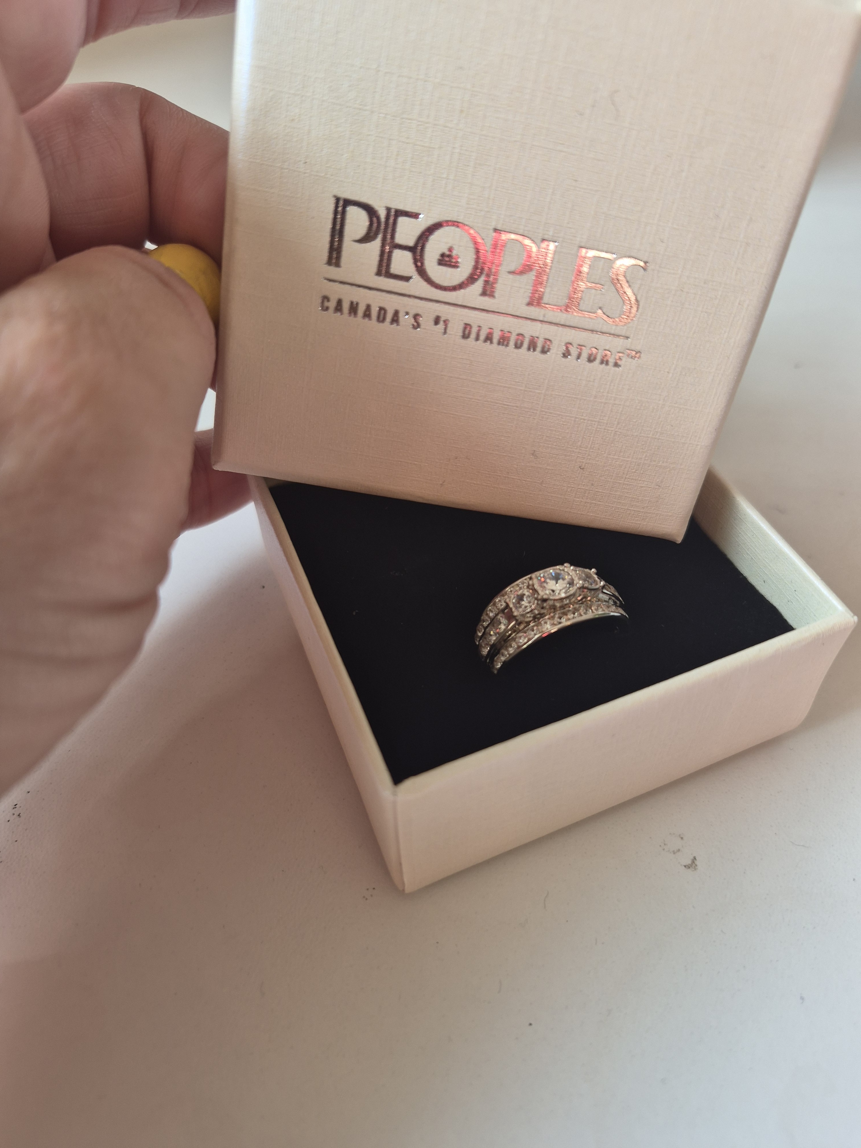 Silver Tone Diamond-Style Ring With White Accents